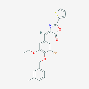 molecular formula C24H20BrNO4S B333131 4-((E)-1-{3-BROMO-5-ETHOXY-4-[(3-METHYLBENZYL)OXY]PHENYL}METHYLIDENE)-2-(2-THIENYL)-1,3-OXAZOL-5(4H)-ONE 