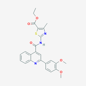 molecular formula C25H23N3O5S B333145 ETHYL 2-({[2-(3,4-DIMETHOXYPHENYL)-4-QUINOLYL]CARBONYL}AMINO)-4-METHYL-1,3-THIAZOLE-5-CARBOXYLATE 