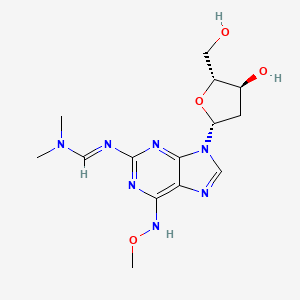 molecular formula C14H21N7O4 B3332067 N'-[9-[(2R,4S,5R)-4-Hydroxy-5-(hydroxymethyl)oxolan-2-yl]-6-(methoxyamino)purin-2-yl]-N,N-dimethylmethanimidamide CAS No. 869354-99-4