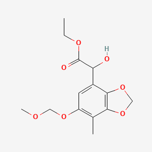 molecular formula C14H18O7 B3332169 ethyl 2-hydroxy-2-(6-(methoxymethoxy)-7-methylbenzo[d][1,3]dioxol-4-yl)acetate CAS No. 874758-55-1