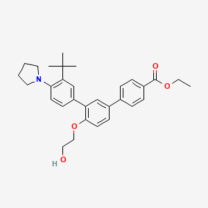 molecular formula C31H37NO4 B3332453 ethyl 4-[3-(3-tert-butyl-4-pyrrolidin-1-ylphenyl)-4-(2-hydroxyethoxy)phenyl]benzoate CAS No. 895542-08-2