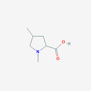 molecular formula C7H13NO2 B3332485 1,4-Dimethylpyrrolidine-2-carboxylic acid CAS No. 89921-40-4