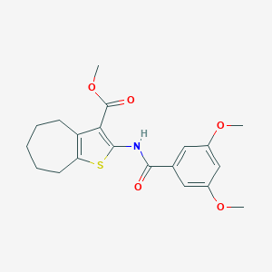 molecular formula C20H23NO5S B333250 methyl 2-[(3,5-dimethoxybenzoyl)amino]-5,6,7,8-tetrahydro-4H-cyclohepta[b]thiophene-3-carboxylate 