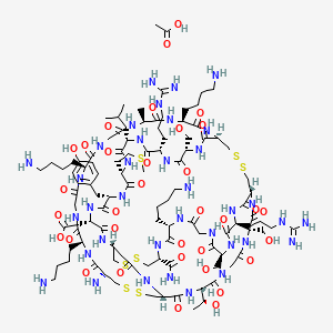 molecular formula C104H176N36O34S7 B3332685 H-Cys(1)-Lys-Gly-Lys-Gly-Ala-Lys-Cys(2)-Ser-Arg-Leu-Met-Tyr-Asp-Cys(3)-Cys(1)-Thr-Gly-Ser-Cys(2)-Arg-Ser-Gly-Lys-Cys(3)-NH2.CH3CO2H CAS No. 914454-03-8