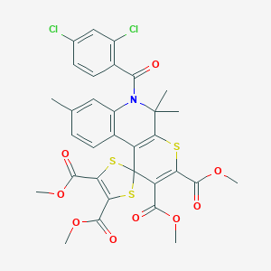 molecular formula C32H27Cl2NO9S3 B333270 tetramethyl 6'-[(2,4-dichlorophenyl)carbonyl]-5',5',8'-trimethyl-5',6'-dihydrospiro[1,3-dithiole-2,1'-thiopyrano[2,3-c]quinoline]-2',3',4,5-tetracarboxylate 