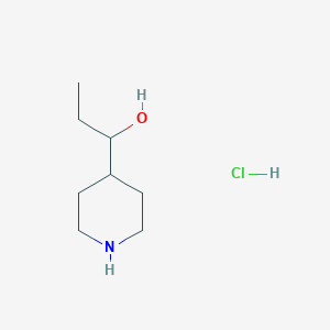 molecular formula C8H18ClNO B3333115 1-(Piperidin-4-yl)propan-1-ol hydrochloride CAS No. 945374-69-6
