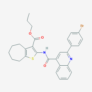 molecular formula C29H27BrN2O3S B333336 PROPYL 2-[2-(4-BROMOPHENYL)QUINOLINE-4-AMIDO]-4H,5H,6H,7H,8H-CYCLOHEPTA[B]THIOPHENE-3-CARBOXYLATE 