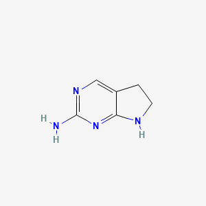 molecular formula C6H8N4 B3333388 6,7-dihydro-5H-pyrrolo[2,3-d]pyrimidin-2-amine CAS No. 97482-19-4
