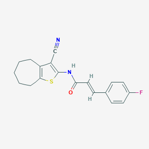 molecular formula C19H17FN2OS B333364 N-(3-cyano-5,6,7,8-tetrahydro-4H-cyclohepta[b]thien-2-yl)-3-(4-fluorophenyl)acrylamide 