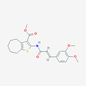 molecular formula C22H25NO5S B333450 METHYL 2-[(2E)-3-(3,4-DIMETHOXYPHENYL)PROP-2-ENAMIDO]-4H,5H,6H,7H,8H-CYCLOHEPTA[B]THIOPHENE-3-CARBOXYLATE 