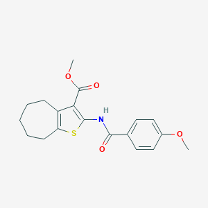 molecular formula C19H21NO4S B333454 methyl 2-[(4-methoxybenzoyl)amino]-5,6,7,8-tetrahydro-4H-cyclohepta[b]thiophene-3-carboxylate 