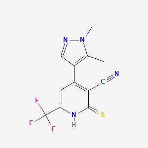 4-(1,5-Dimethyl-1H-pyrazol-4-yl)-2-mercapto-6-(trifluoromethyl)nicotinonitrile