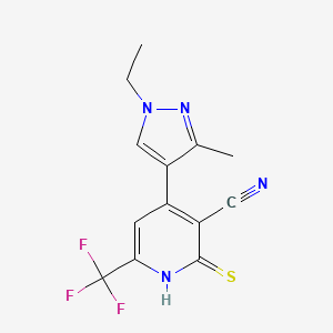 4-(1-Ethyl-3-methyl-1H-pyrazol-4-yl)-2-mercapto-6-(trifluoromethyl)nicotinonitrile