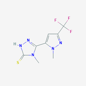 molecular formula C8H8F3N5S B3334710 4-Methyl-5-(1-methyl-3-(trifluoromethyl)-1H-pyrazol-5-yl)-4H-1,2,4-triazole-3-thiol CAS No. 1001567-71-0
