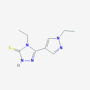 molecular formula C9H13N5S B3334715 4-ethyl-5-(1-ethyl-1H-pyrazol-4-yl)-4H-1,2,4-triazole-3-thiol CAS No. 1001756-07-5
