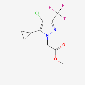 molecular formula C11H12ClF3N2O2 B3334734 Ethyl 2-(4-Chloro-5-cyclopropyl-3-(trifluoromethyl)-1H-pyrazol-1-yl)acetate CAS No. 1002033-65-9