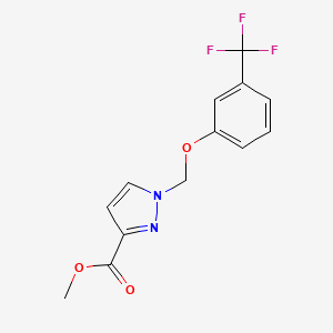 molecular formula C13H11F3N2O3 B3334828 Methyl 1-((3-(trifluoromethyl)phenoxy)methyl)-1H-pyrazole-3-carboxylate CAS No. 1004193-78-5
