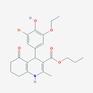 molecular formula C22H26BrNO5 B333500 propyl 4-(3-bromo-5-ethoxy-4-hydroxyphenyl)-2-methyl-5-oxo-1,4,5,6,7,8-hexahydroquinoline-3-carboxylate 