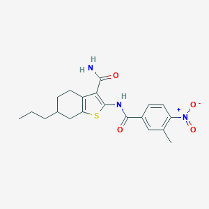 molecular formula C20H23N3O4S B333535 2-[(3-Methyl-4-nitrobenzoyl)amino]-6-propyl-4,5,6,7-tetrahydro-1-benzothiophene-3-carboxamide 