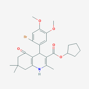 molecular formula C26H32BrNO5 B333551 Cyclopentyl 4-(2-bromo-4,5-dimethoxyphenyl)-2,7,7-trimethyl-5-oxo-1,4,5,6,7,8-hexahydroquinoline-3-carboxylate 