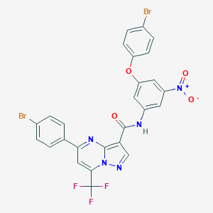 molecular formula C26H14Br2F3N5O4 B333571 N-[3-(4-bromophenoxy)-5-nitrophenyl]-5-(4-bromophenyl)-7-(trifluoromethyl)pyrazolo[1,5-a]pyrimidine-3-carboxamide 