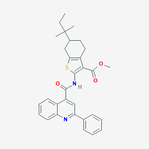 molecular formula C31H32N2O3S B333586 METHYL 6-(2-METHYLBUTAN-2-YL)-2-(2-PHENYLQUINOLINE-4-AMIDO)-4,5,6,7-TETRAHYDRO-1-BENZOTHIOPHENE-3-CARBOXYLATE 