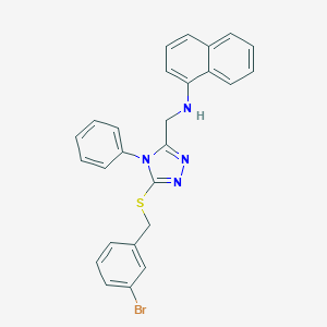molecular formula C26H21BrN4S B333592 N-({5-[(3-bromobenzyl)sulfanyl]-4-phenyl-4H-1,2,4-triazol-3-yl}methyl)-N-(1-naphthyl)amine 