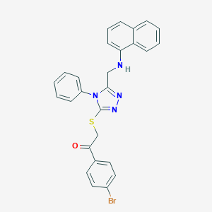 molecular formula C27H21BrN4OS B333594 1-(4-BROMOPHENYL)-2-({5-[(1-NAPHTHYLAMINO)METHYL]-4-PHENYL-4H-1,2,4-TRIAZOL-3-YL}SULFANYL)-1-ETHANONE 