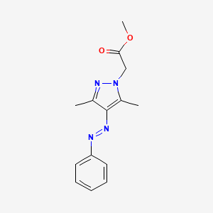 methyl (E)-2-(3,5-dimethyl-4-(phenyldiazenyl)-1H-pyrazol-1-yl)acetate