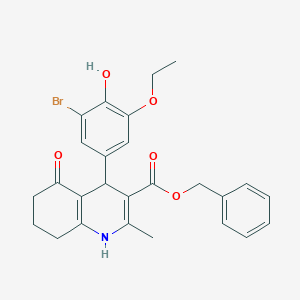 molecular formula C26H26BrNO5 B333615 benzyl 4-(3-bromo-5-ethoxy-4-hydroxyphenyl)-2-methyl-5-oxo-1,4,5,6,7,8-hexahydroquinoline-3-carboxylate 