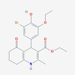 molecular formula C21H24BrNO5 B333631 ethyl 4-(3-bromo-5-ethoxy-4-hydroxyphenyl)-2-methyl-5-oxo-1,4,5,6,7,8-hexahydro-3-quinolinecarboxylate 