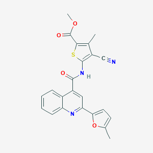 molecular formula C23H17N3O4S B333646 methyl 4-cyano-3-methyl-5-[2-(5-methylfuran-2-yl)quinoline-4-amido]thiophene-2-carboxylate 