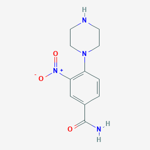 molecular formula C11H14N4O3 B3336646 3-Nitro-4-piperazin-1-ylbenzamide CAS No. 335210-46-3