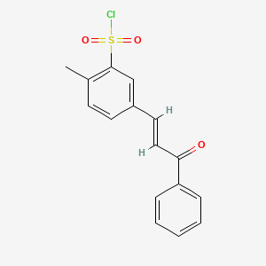 molecular formula C16H13ClO3S B3337648 2-Methyl-5-(3-oxo-3-phenyl-propenyl)-benzenesulfonyl chloride CAS No. 728864-88-8