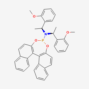 molecular formula C38H34NO4P B3337712 N,N-bis[(1S)-1-(2-methoxyphenyl)ethyl]-12,14-dioxa-13-phosphapentacyclo[13.8.0.02,11.03,8.018,23]tricosa-1(15),2(11),3,5,7,9,16,18,20,22-decaen-13-amine CAS No. 776316-48-4