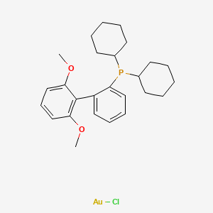 molecular formula C26H36AuClO2P+ B3338147 chlorogold;dicyclohexyl-[2-(2,6-dimethoxyphenyl)phenyl]phosphane CAS No. 854045-95-7