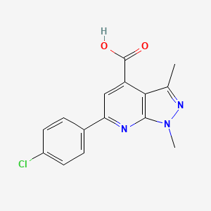 molecular formula C15H12ClN3O2 B3338349 6-(4-chlorophenyl)-1,3-dimethyl-1H-pyrazolo[3,4-b]pyridine-4-carboxylic acid CAS No. 886503-59-9