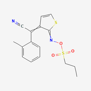 molecular formula C16H16N2O3S2 B3338707 Benzeneacetonitrile, 2-methyl-alpha-[2-[[(propylsulfonyl)oxy]imino]-3(2H)-thienylidene]- CAS No. 852246-55-0