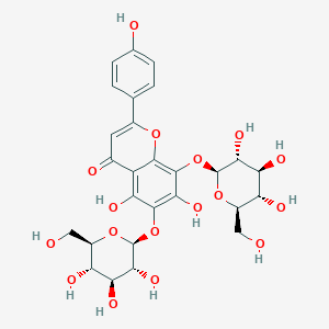 molecular formula C27H30O17 B3338718 5,7-Dihydroxy-2-(4-hydroxyphenyl)-6,8-bis[[3,4,5-trihydroxy-6-(hydroxymethyl)oxan-2-yl]oxy]chromen-4-one CAS No. 90456-53-4