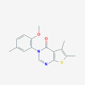 molecular formula C16H16N2O2S B333883 3-(2-METHOXY-5-METHYLPHENYL)-5,6-DIMETHYL-3H,4H-THIENO[2,3-D]PYRIMIDIN-4-ONE 