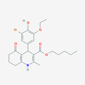 molecular formula C24H30BrNO5 B333895 pentyl 4-(3-bromo-5-ethoxy-4-hydroxyphenyl)-2-methyl-5-oxo-1,4,5,6,7,8-hexahydroquinoline-3-carboxylate 