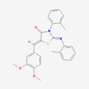 molecular formula C26H24N2O3S B333964 5-(3,4-Dimethoxybenzylidene)-3-(2-methylphenyl)-2-[(2-methylphenyl)imino]-1,3-thiazolidin-4-one 