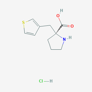 molecular formula C10H14ClNO2S B3339749 (S)-alpha-(3-thiophenylmethyl)-proline-HCl CAS No. 1217848-38-8