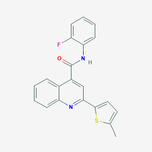 molecular formula C21H15FN2OS B334020 N-(2-fluorophenyl)-2-(5-methylthiophen-2-yl)quinoline-4-carboxamide 