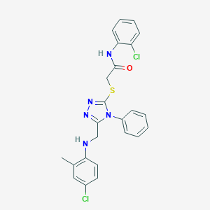 molecular formula C24H21Cl2N5OS B334023 2-({5-[(4-CHLORO-2-METHYLANILINO)METHYL]-4-PHENYL-4H-1,2,4-TRIAZOL-3-YL}SULFANYL)-N~1~-(2-CHLOROPHENYL)ACETAMIDE 