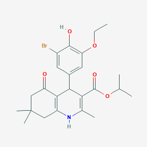 molecular formula C24H30BrNO5 B334122 Propan-2-yl 4-(3-bromo-5-ethoxy-4-hydroxyphenyl)-2,7,7-trimethyl-5-oxo-1,4,5,6,7,8-hexahydroquinoline-3-carboxylate 