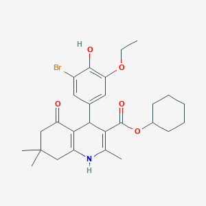 molecular formula C27H34BrNO5 B334128 cyclohexyl 4-(3-bromo-5-ethoxy-4-hydroxyphenyl)-2,7,7-trimethyl-5-oxo-1,4,5,6,7,8-hexahydroquinoline-3-carboxylate 