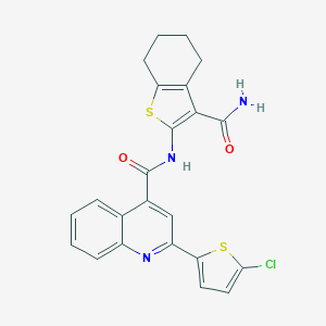 molecular formula C23H18ClN3O2S2 B334178 N-(3-carbamoyl-4,5,6,7-tetrahydro-1-benzothiophen-2-yl)-2-(5-chlorothiophen-2-yl)quinoline-4-carboxamide 
