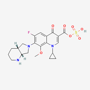 molecular formula C21H24FN3O7S B3342081 sulfo 7-[(4aR,7aR)-1,2,3,4,4a,5,7,7a-octahydropyrrolo[3,4-b]pyridin-6-yl]-1-cyclopropyl-6-fluoro-8-methoxy-4-oxoquinoline-3-carboxylate CAS No. 1217665-86-5