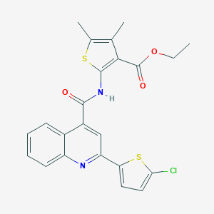 molecular formula C23H19ClN2O3S2 B334224 ETHYL 2-({[2-(5-CHLORO-2-THIENYL)-4-QUINOLYL]CARBONYL}AMINO)-4,5-DIMETHYL-3-THIOPHENECARBOXYLATE 